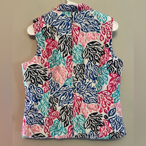 Pappagallo Multicolor Leaf Print Zip Up Vest Small - Picture 10 of 11